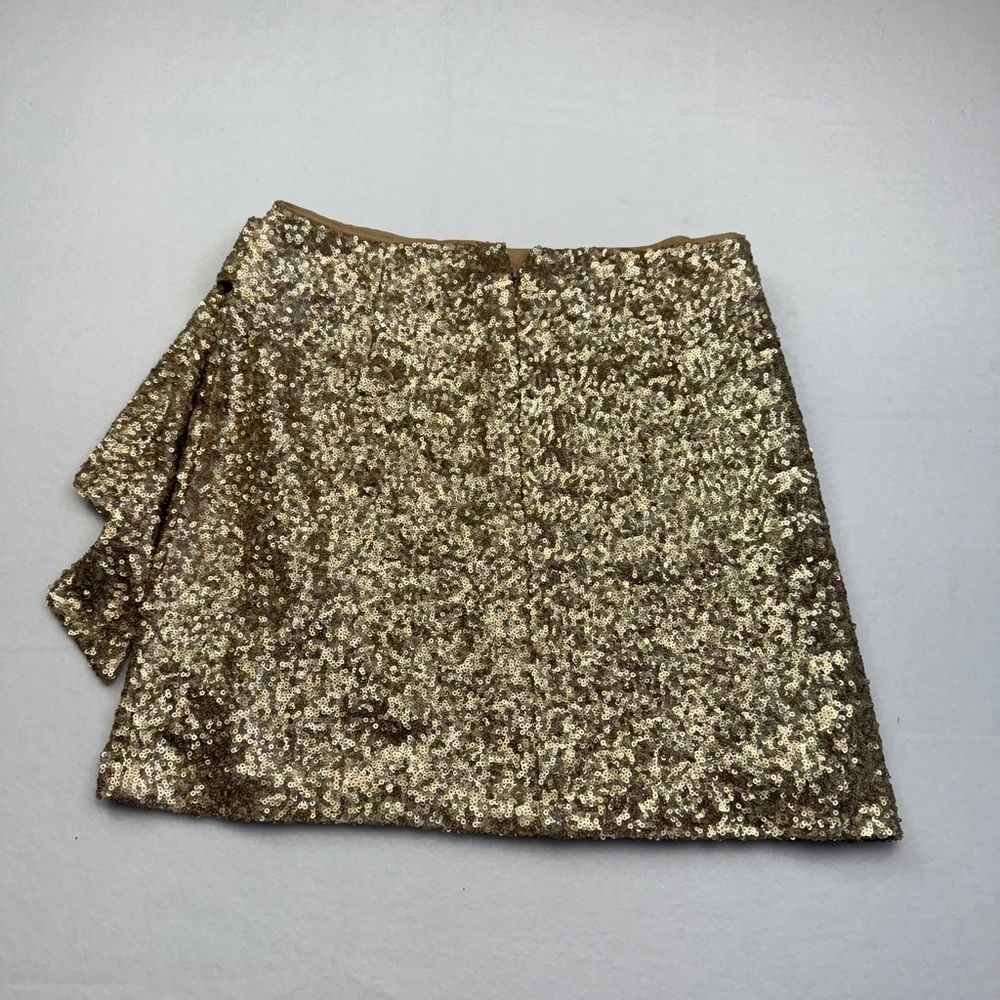 House of Harlow 1960 Size XS Gold Sequin Wrap Mini Skirt - Picture 2 of 4